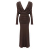 Pure White French Vintage Long Dress Deep V-Neck One-Piece Dress